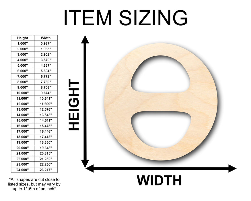 Unfinished Wood Bold Theta Shape - Craft - up to 46" DIY