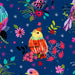 FS Navy Floral Bird Digitally Printed