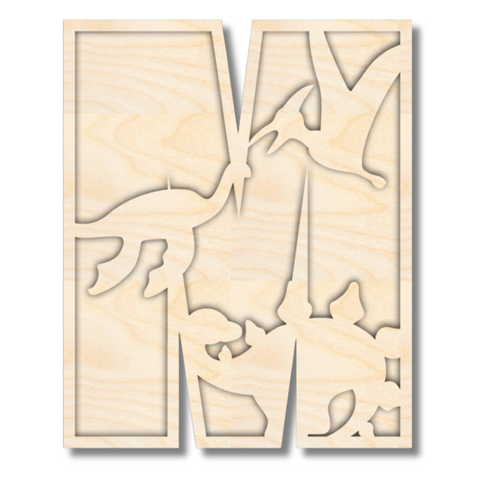 Unfinished Wood Layered Themed Letters | Dinosaur | A-Z | 2 Piece | up to 24"