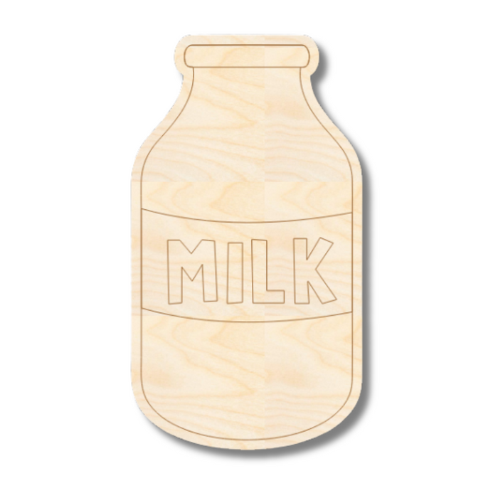 Unfinished Wood Etched Milk Shape | Paint By Line Crafts | up to 30" DIY