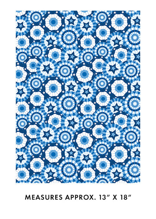 Blue Banner Celebration Cotton Wideback Fabric Per Yard