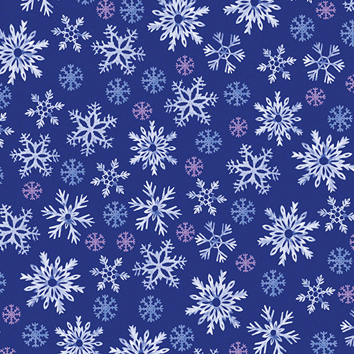 BE Wintery Snowflakes Navy - Snowflake Wishes
