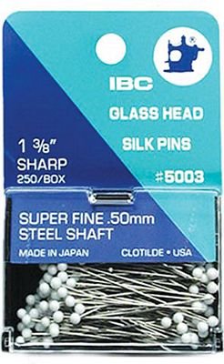 IBC Glass Head Silk Pins 1 3/8 250/box