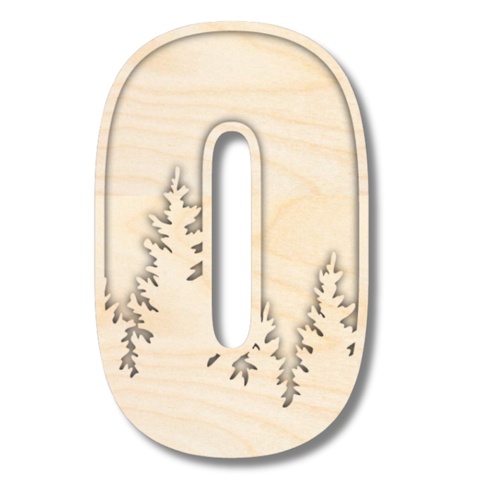 Unfinished Wood Layered Themed Letters | Pine Trees | A-Z | 2 Piece | up to 24"