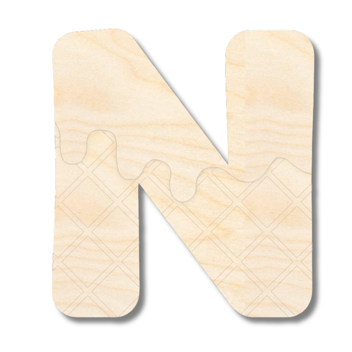 Unfinished Wood Layered Etched Themed Letters | Ice Cream | A-Z | 2 Piece | up to 24"