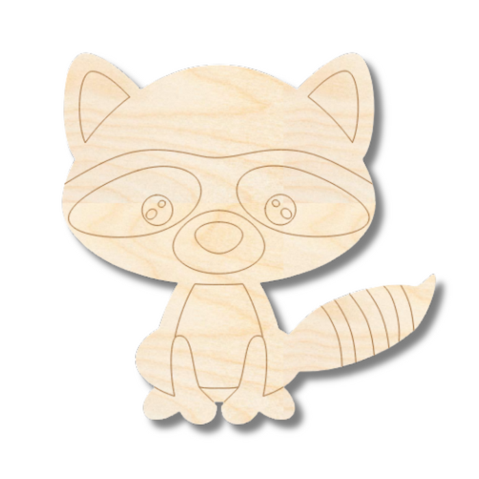 Unfinished Wood Etched Raccoon Shape | Paint By Line Crafts | up to 30" DIY