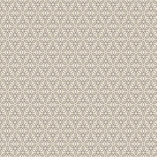Geo Blossoms Latte - Shadow & Stone by Benartex