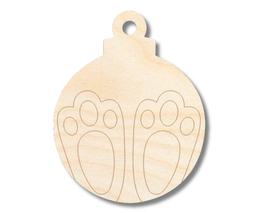 Unfinished Wood Etched Bunny Feet Ornament Shape | Paint By Line Crafts | up to 30" DIY