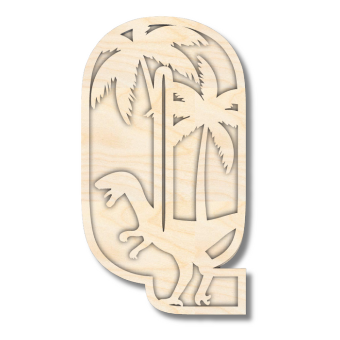 Unfinished Wood Layered Themed Letters | Dinosaur | A-Z | 2 Piece | up to 24"
