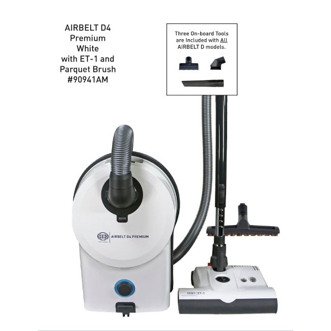 SEBO AIRBELT D4 Premium Canister Vacuum Cleaner - White