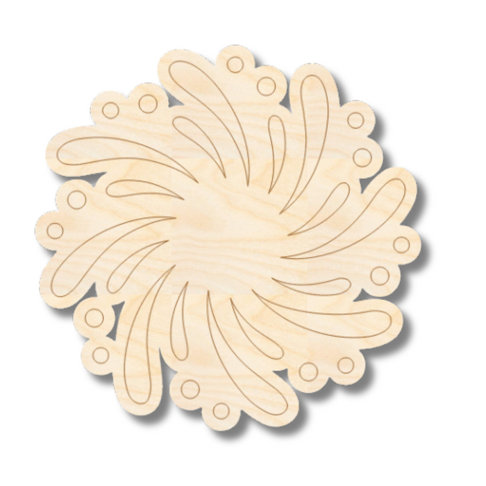 Unfinished Wood Etched Swirl Firework Shape | Paint By Line Crafts | up to 30" DIY