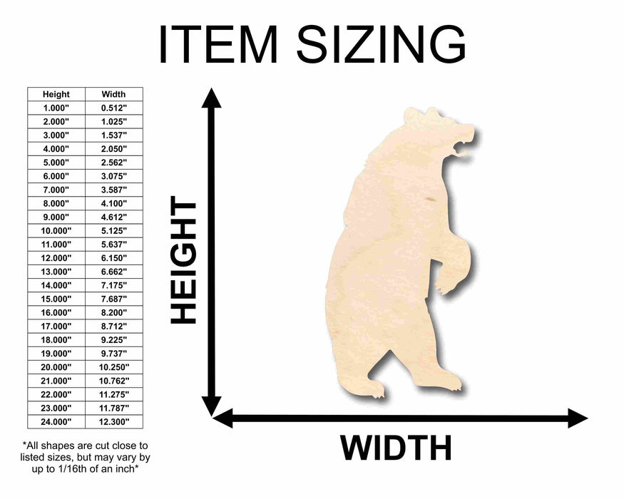 Unfinished Wood Bear Standing Silhouette - Craft- up to 46" DIY