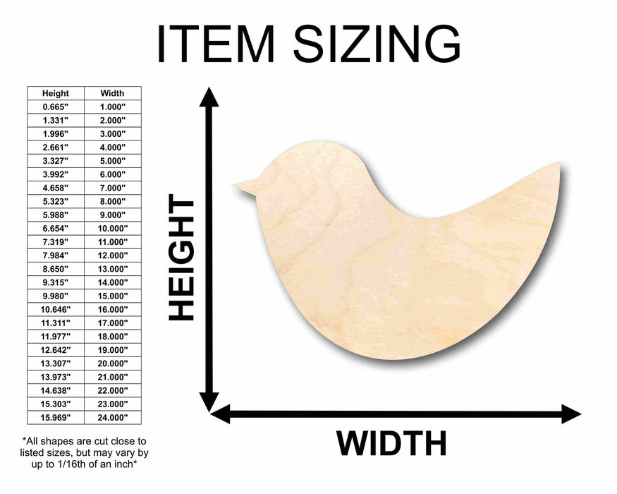 Unfinished Wood Bird Cute Craft Silhouette - Craft- up to 46" DIY