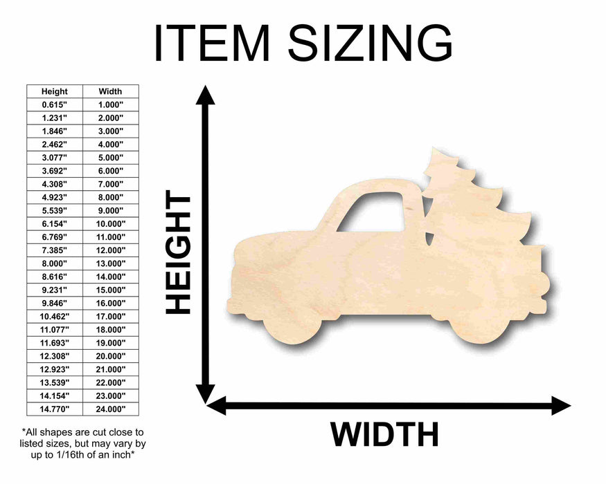 Unfinished Wood Christmas Tree Car Truck Silhouette - Craft- up to 46" DIY