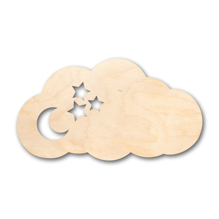 Unfinished Wood Cloud with Moon & Stars Shape - Craft - up to 46" DIY