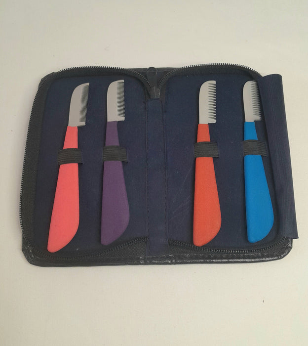Pet stripping knives set of 4 (color coded)