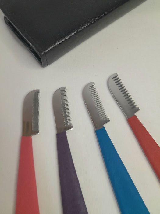 Pet stripping knives set of 4 (color coded)