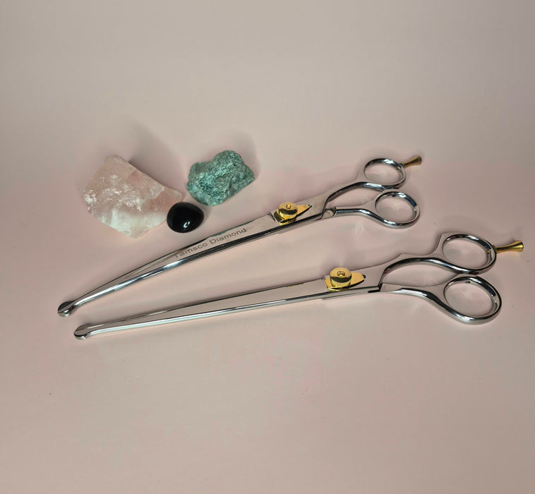 Japanese Stainless Steel Scissor 8.5 Inch Probe Tip with Finger Rest Semi-Convex Edge Stainless Steel Safety Tip Blade Gold Screw
