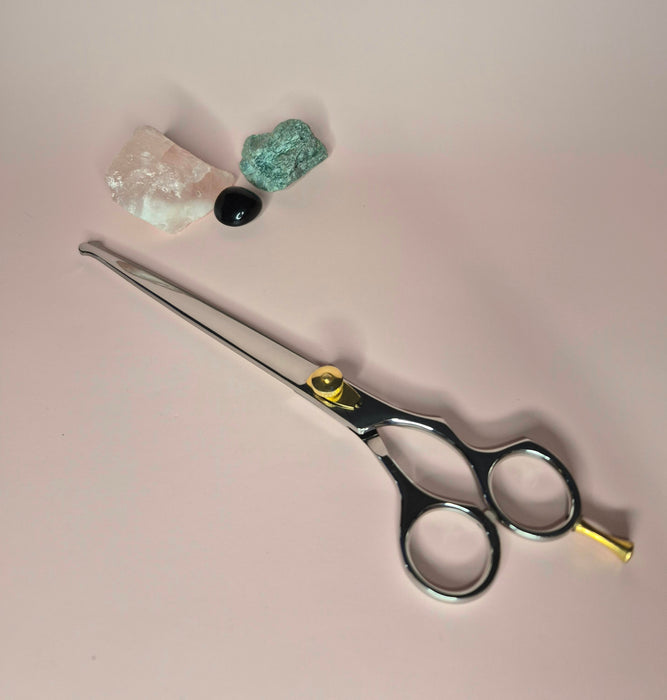 Japanese Stainless Steel Scissor 8.5 Inch Probe Tip with Finger Rest Semi-Convex Edge Stainless Steel Safety Tip Blade Gold Screw