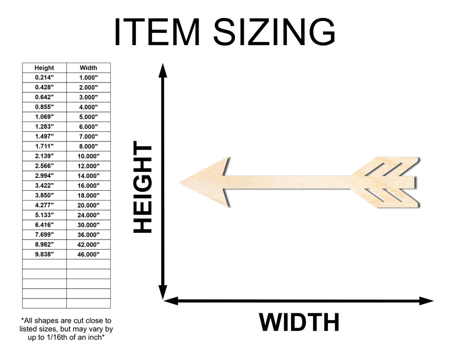 Unfinished Wood Decorative Arrow Shape | Craft Cutout | up to 46" DIY