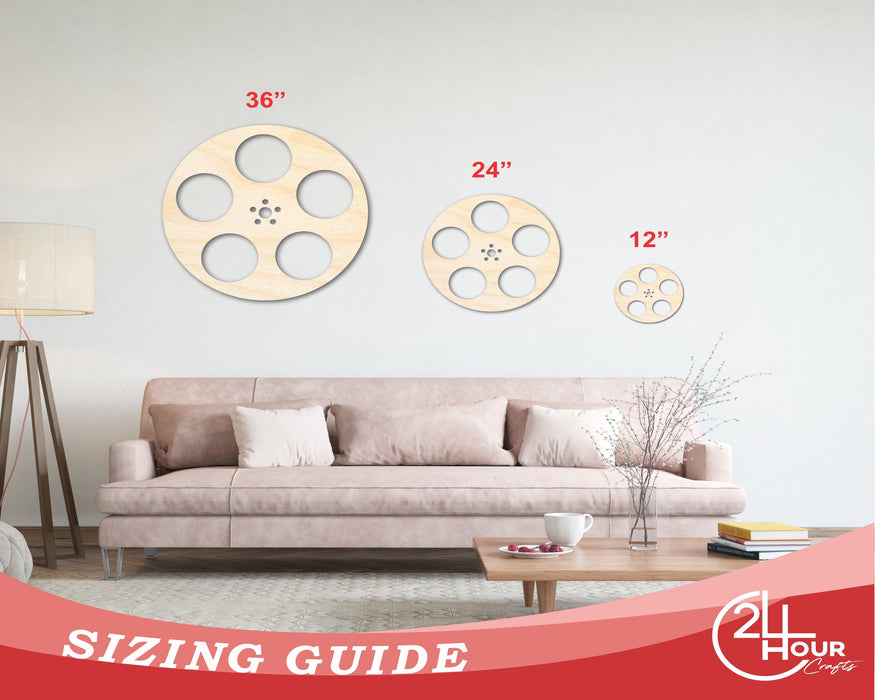 Unfinished Wood Film Reel Shape | Craft Cutout | up to 46" DIY