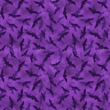 WL Frightful Night 20508 669 Purple Halloween Bats Allover