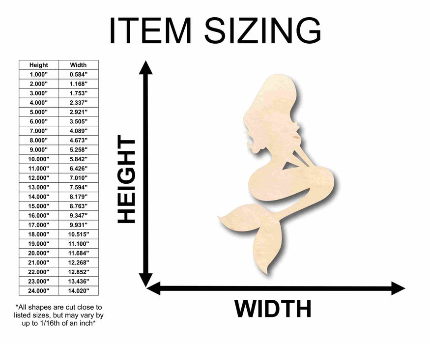 Unfinished Wood Mermaid Siren Silhouette - Craft- up to 46" DIY