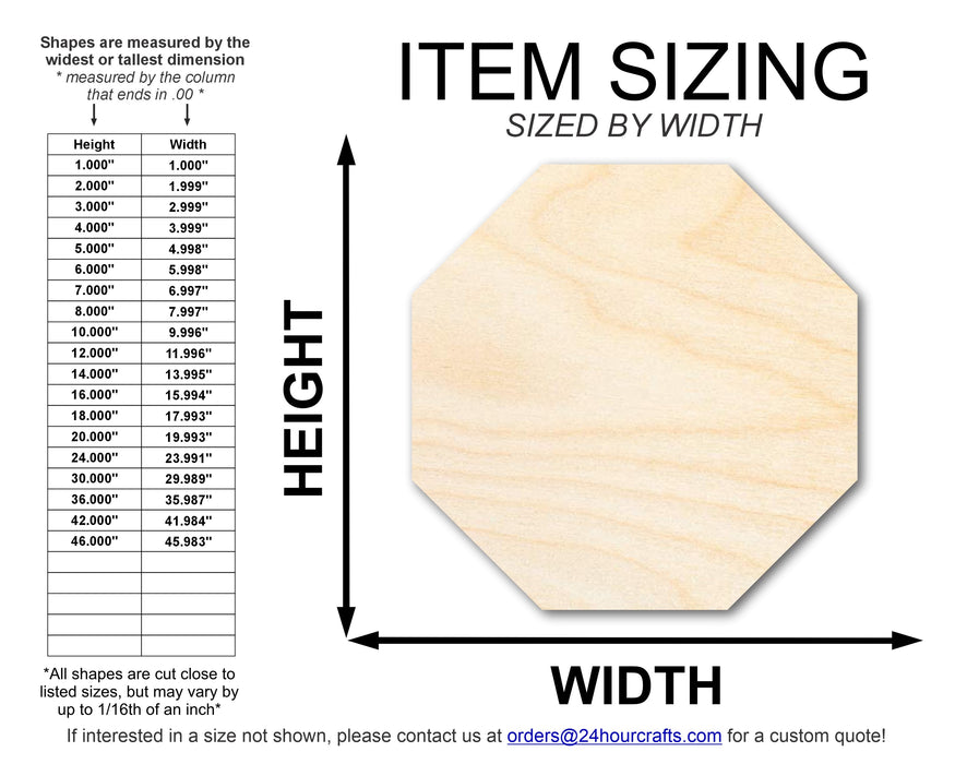 Unfinished Wood Octagon Shape | DIY Craft Cutout | up to 46" DIY