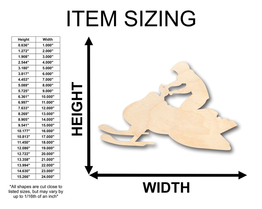 Unfinished Wood Snow Mobile Rider Shape - Craft - up to 46" DIY