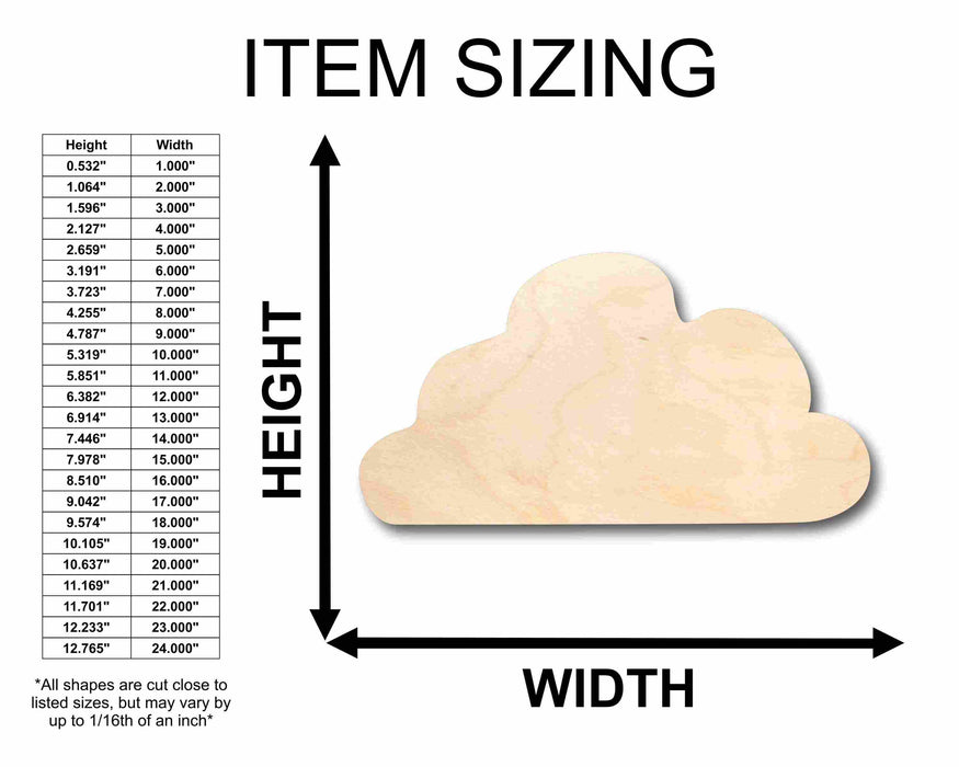 Unfinished Wood Storm Cloud Silhouette - Craft- up to 46" DIY