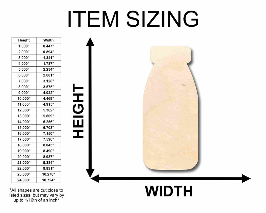 Unfinished Wood Vintage Milk Bottle Silhouette - Craft- up to 46" DIY