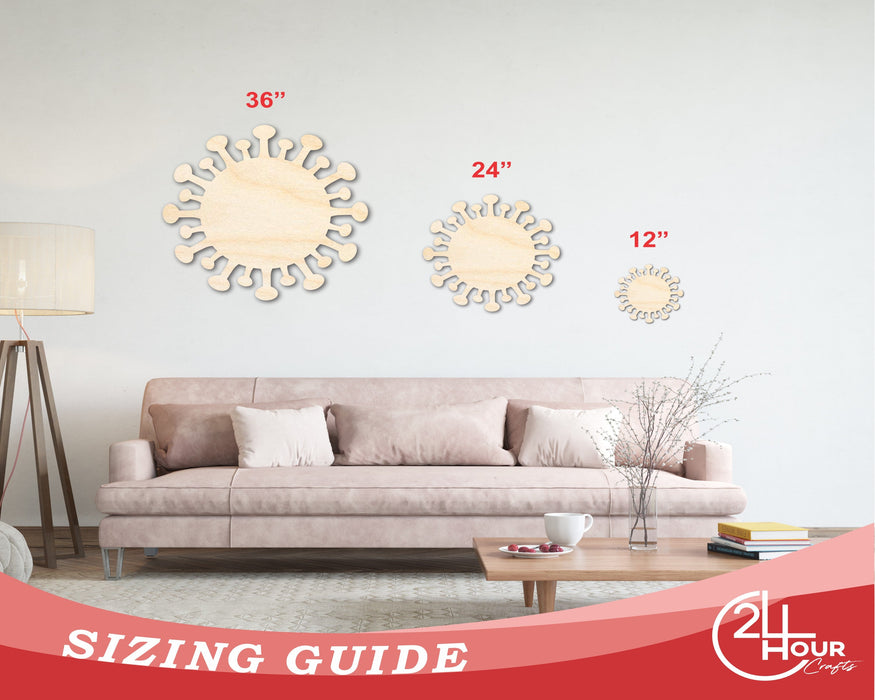Unfinished Wood Virus Shape | Germ Craft Cutout | up to 46" DIY