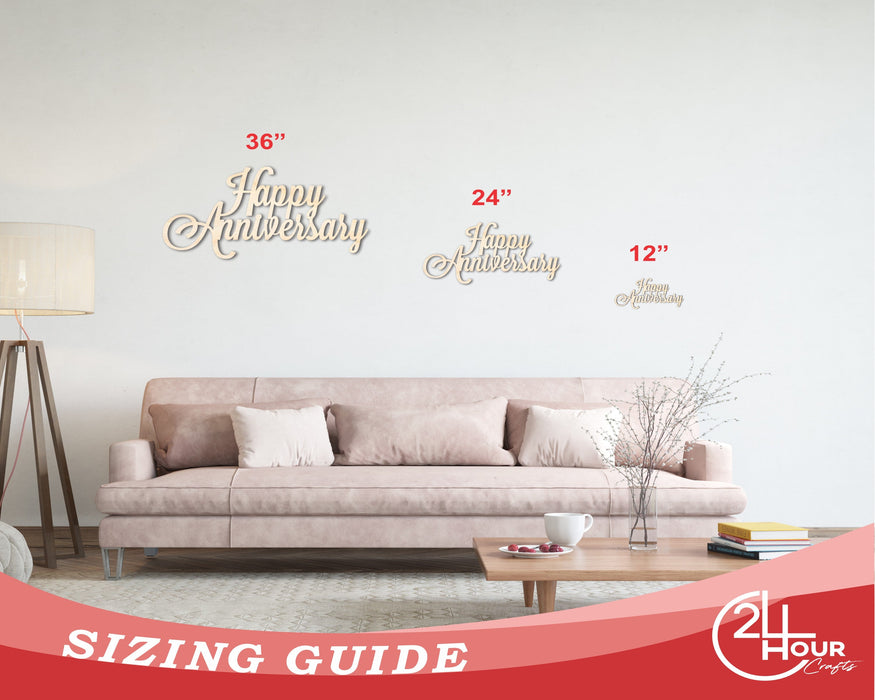 Unfinished Wood Happy Anniversary Shape - Word Anniversary Craft - up to 46"