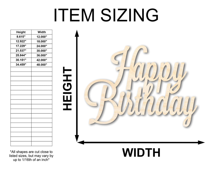 Unfinished Wood Happy Birthday Shape - Word Craft - up to 46"