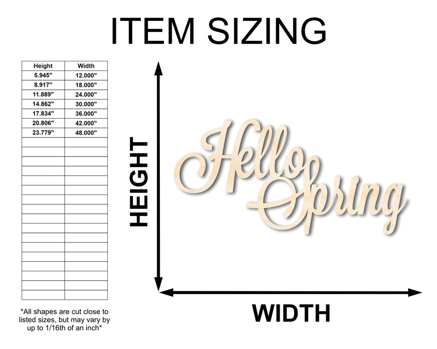 Unfinished Wood Hello Spring Shape - Word Craft - up to 46"