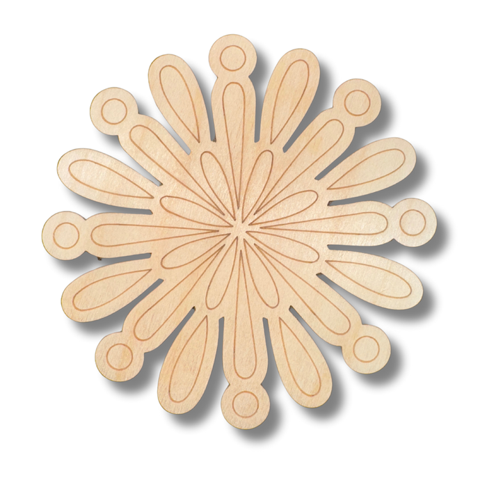 Unfinished Wood Etched Big Firework Shape | Paint By Line Crafts | up to 30" DIY