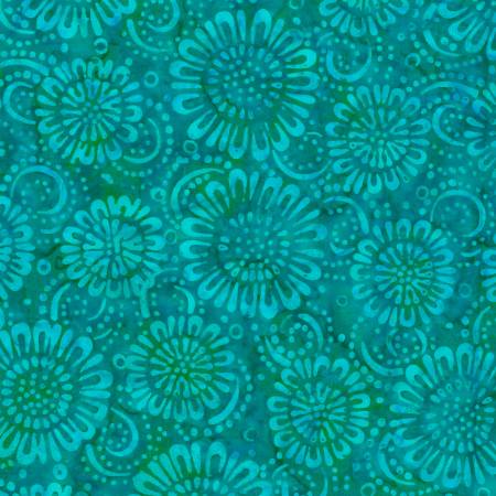 WL Teal Daisies Allover Batik