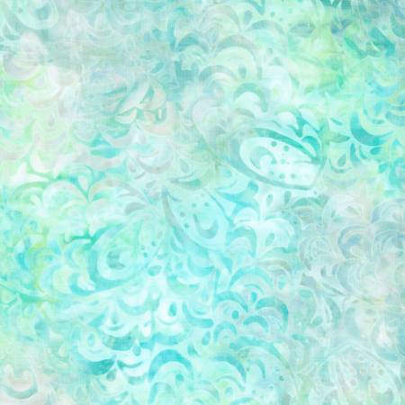 WL Cream/Green Stacked Feathers Batik