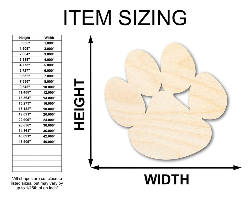 Unfinished Wood Bear Paw Shape - Craft - up to 46"