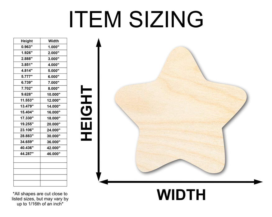 Unfinished Wood Marshmallow Star Shape - Craft - up to 46"