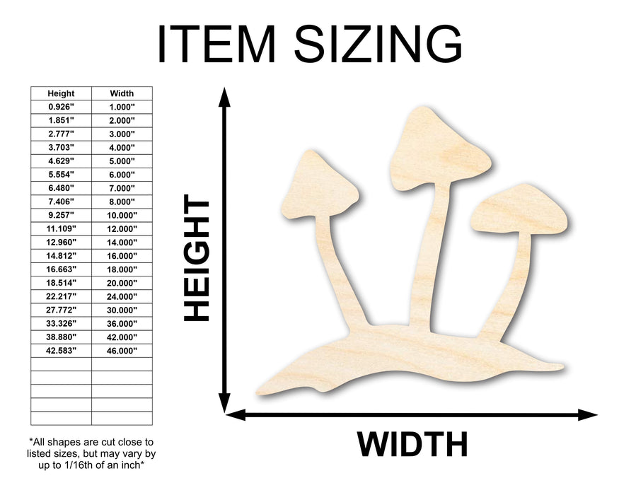 Unfinished Wood Mushrooms Shape - Craft - up to 46"