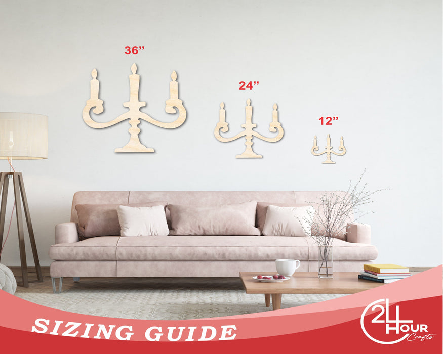 Unfinished Wood Candelabra Shape - Craft - up to 46"