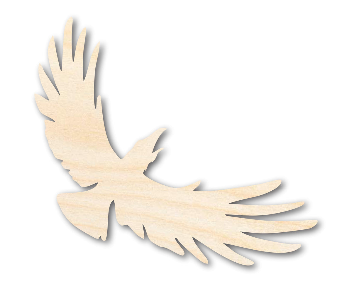 Unfinished Wood Flying Crow Shape - Craft - up to 46