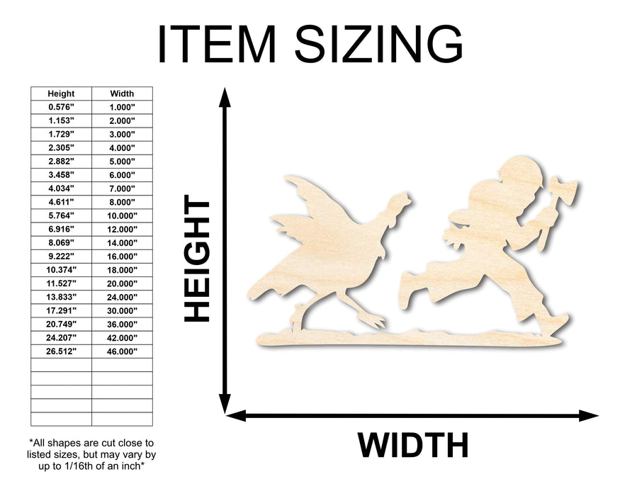Unfinished Wood Turkey Chase Shape - Craft - up to 46"