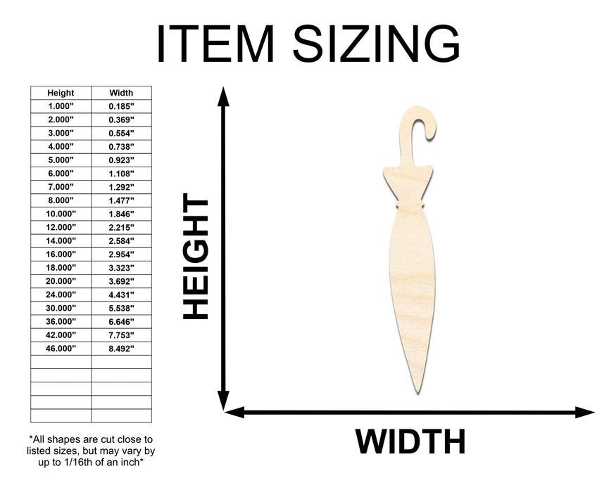 Unfinished Wood Closed Umbrella Shape - Craft - up to 46"