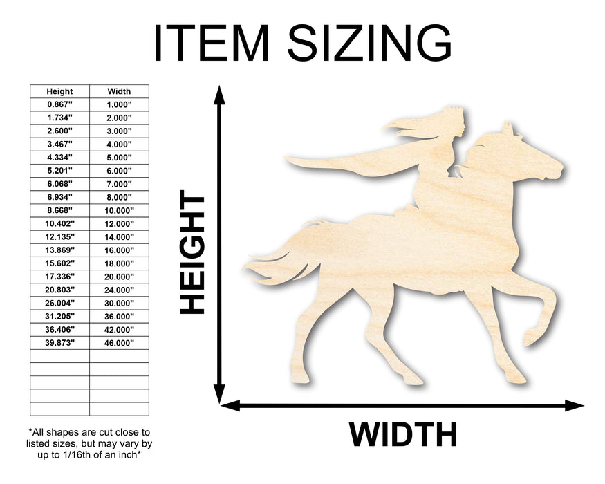 Unfinished Wood Fairytale Horse and Rider Shape - Craft - up to 46"