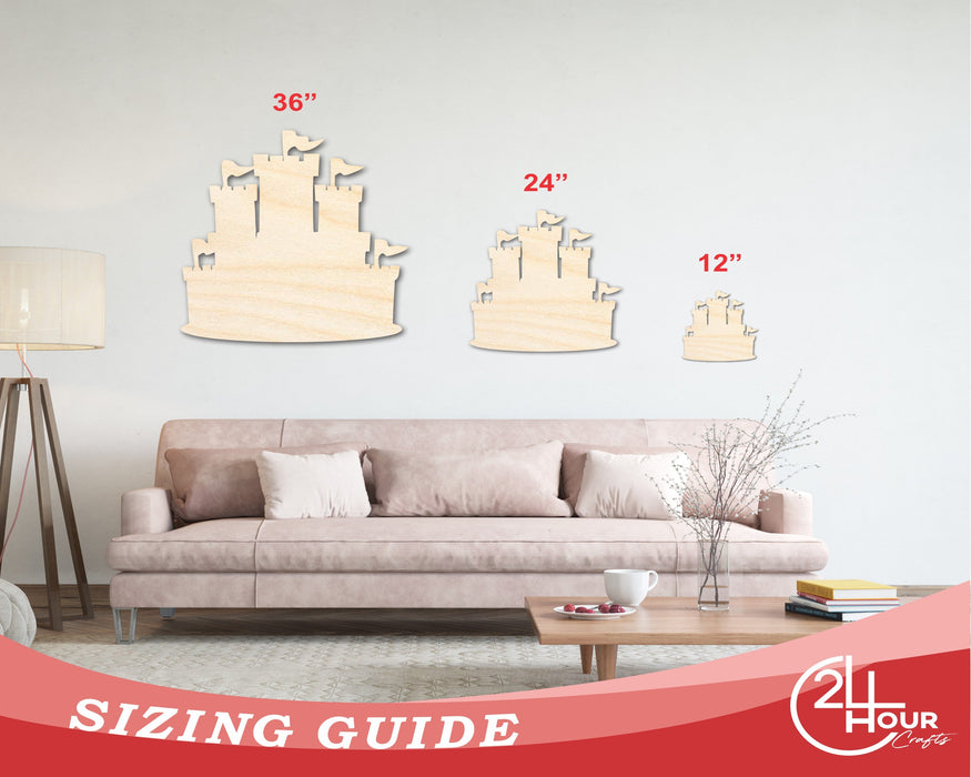 Unfinished Wood Medieval Castle Silhouette - History Craft - up to 46" DIY