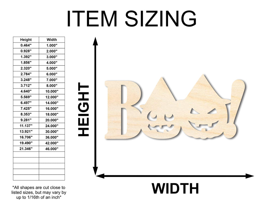 Unfinished Wood Pumpkin Boo Shape | Craft Cutout | up to 46" DIY