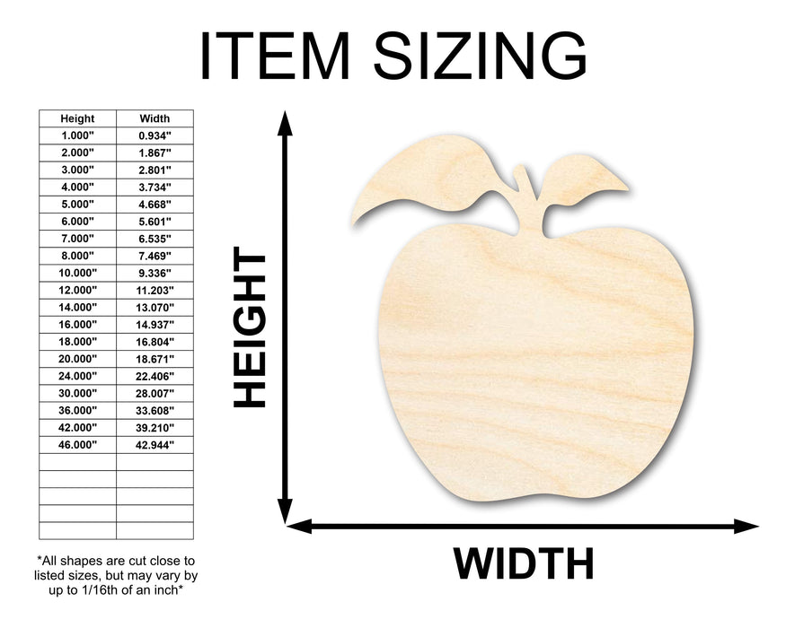 Unfinished Two Leaf Apple Shape | Craft Cutout | up to 46" DIY