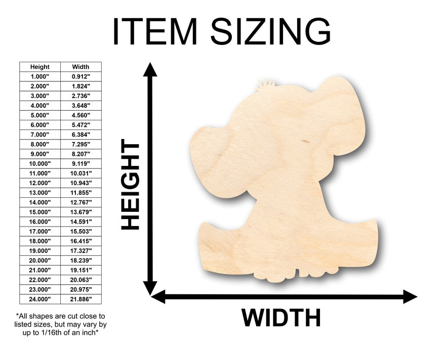 Unfinished Wood Baby Elephant Shape - Craft - up to 46" DIY